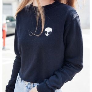 John Galt black alien cropped sweatshirt